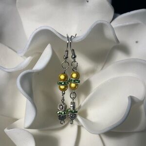 Elegant Silver and Gold Beaded Earrings